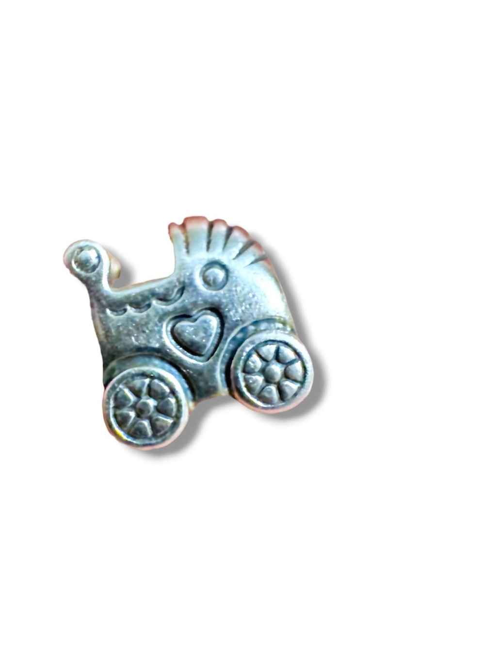 Pandora Silver Baby Carriage Charm Bead with Heart